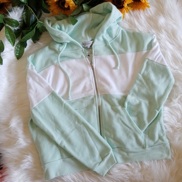 Wildfox Tops - Wildfox blocked Marquis Front Zip Hoodie